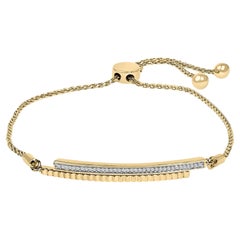 14K Yellow Gold Plated Silver Diamond Accent Double Bar Bolo Bracelet