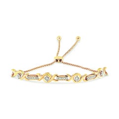 14K Yellow Gold Plated Silver Diamond Accent Twist Adjustable Bolo Bracelet