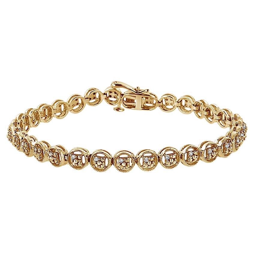 Yellow Gold Plated Sterling Silver Beaded Diamond Cut Curb Bracelet - 925 Silver