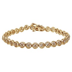 14K Yellow Gold Plated Sterling Silver 1/10 Carat Diamond Circle Tennis Bracelet