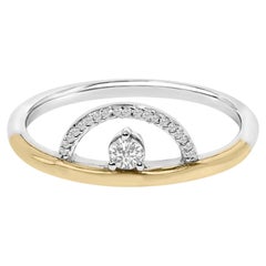 14K Yellow Gold Plated Sterling Silver 1/10 Cttw Diamond Arc Ring
