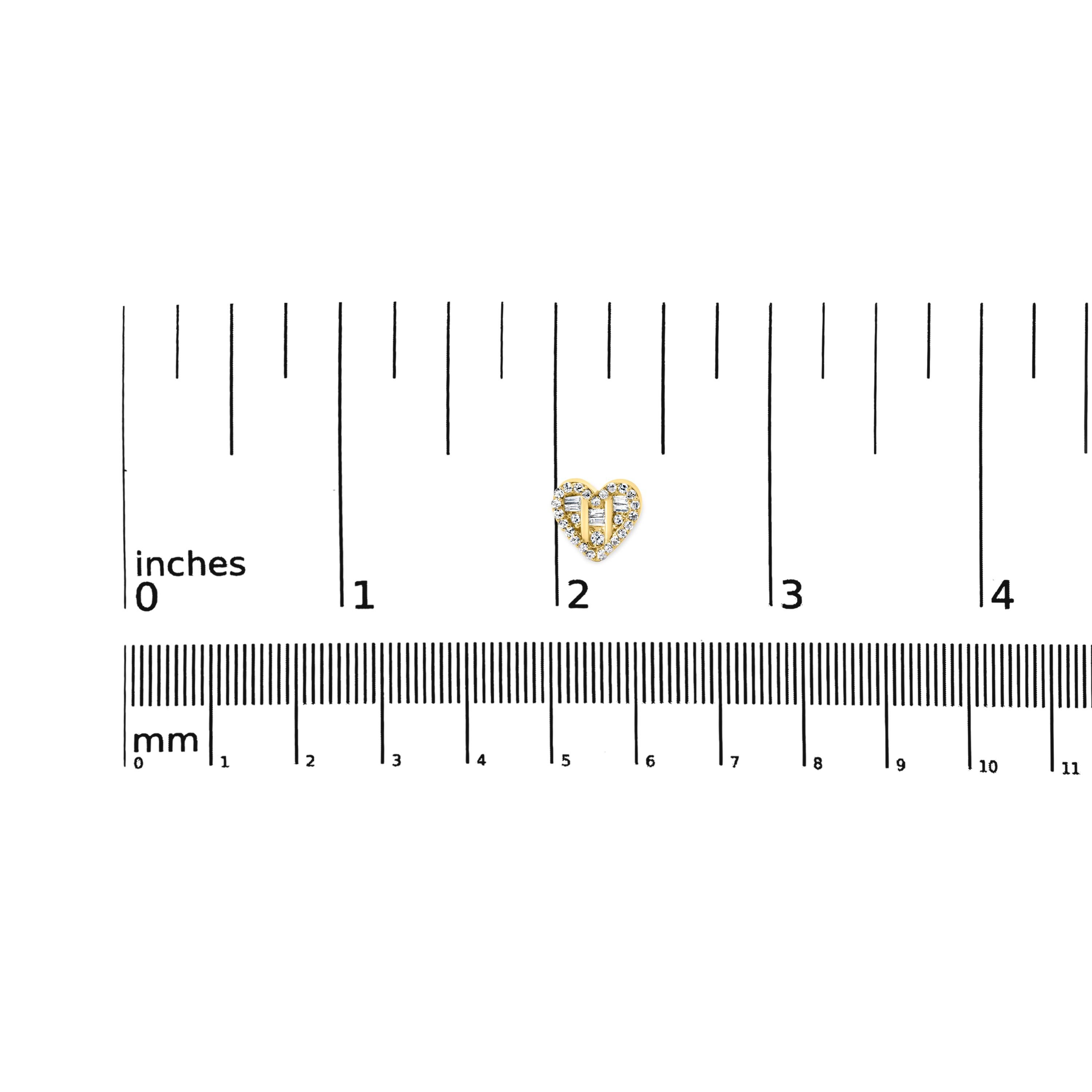 Orecchini a perno a forma di cuore con diamante da 1/2 carato placcati in oro giallo 14K A. Silver In condizioni Nuovo in vendita a New York, NY