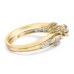 14K Yellow Gold Plated Sterling Silver 1/2 Ctw Diamond Cluster Spiral Bridal Set