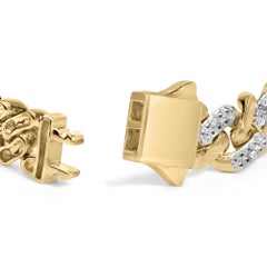 14K Gelbgold Platin Sterlingsilber 1/2 Ctw Diamant Cuban Curb Kette Armband