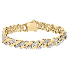 Bracciale a catena cubano con diamanti da 1/2 carati placcato oro giallo 14K A. Silver