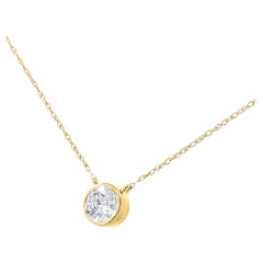 Collier pendentif 18" en argent sterling plaqué or jaune 14K avec 1/3 Cttw de diamant