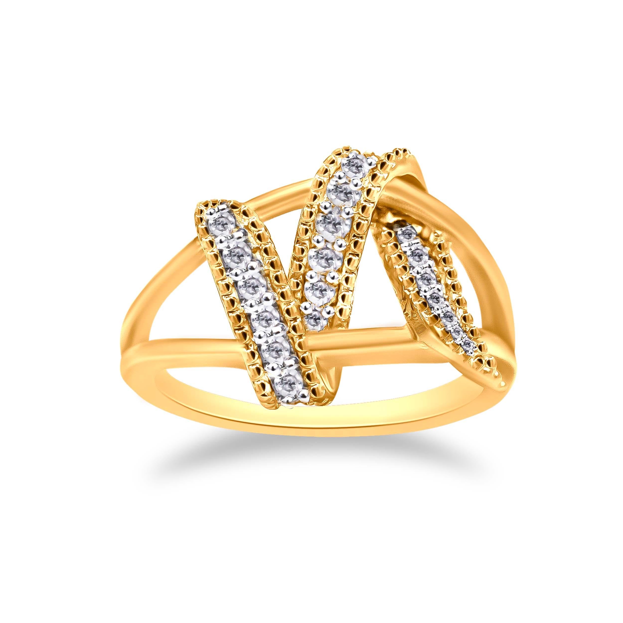 For Sale:  14k Yellow Gold Plated Sterling Silver 1/4cttw Diamond Interlocking Bypass Ring 2