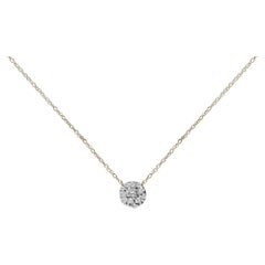 14K Yellow Gold Plated Sterling Silver 3/8 Cttw Diamond Cluster Pendant Necklace