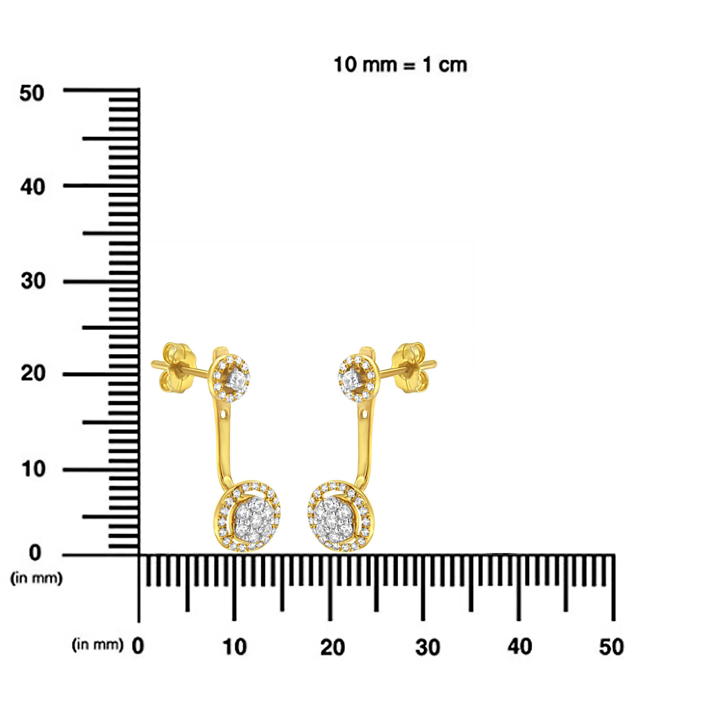 Donna Orecchini a pendente rimovibili in argento 925 placcato oro giallo 14K con diamante da 5/8 carati in vendita