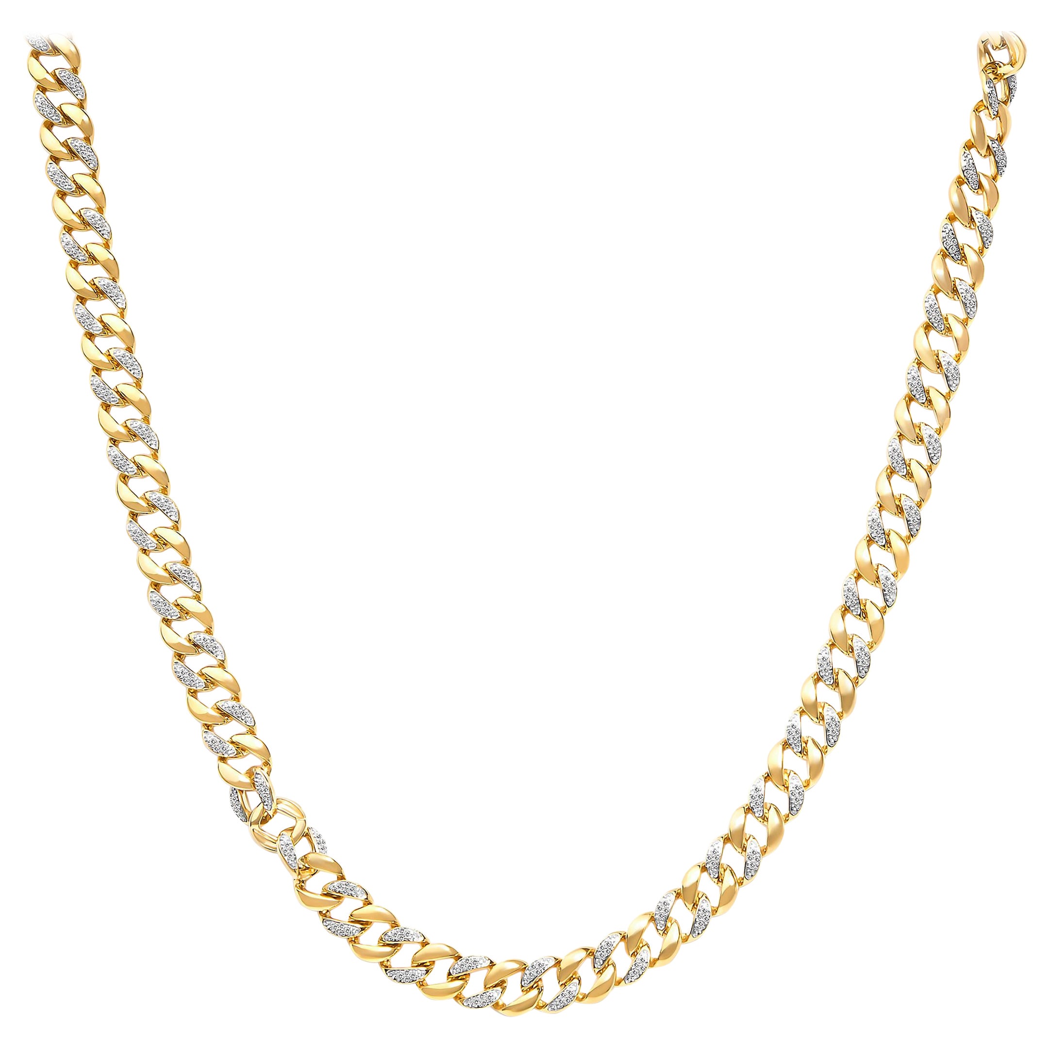 14K Yellow Gold Plated Sterling Silver Round 1.0 cttw Diamond Collar Necklace