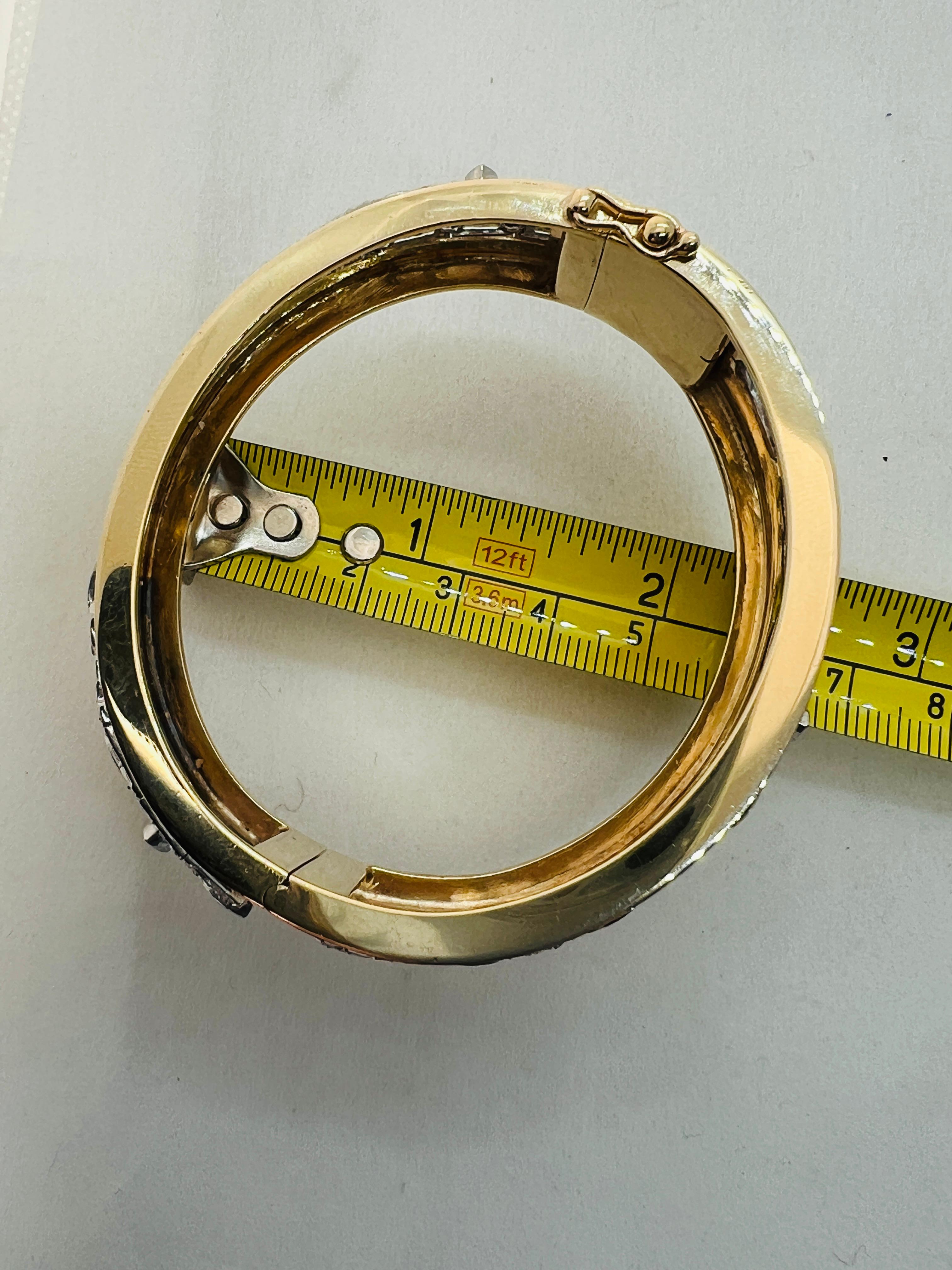 Bracelet en or jaune 14K, platine et diamants 67,8 grammes  en vente 5
