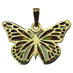  14K Yellow Gold Plique-a-Jour Butterfly Pendant #15526