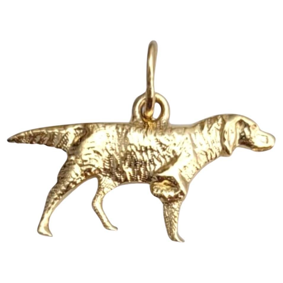 14K Yellow Gold Pointer Dog Charm #21996 For Sale