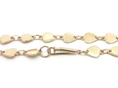 14k Yellow Gold Polished Finish Abstract Heart Shape Flat Link Chain Necklace