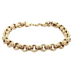 14k Yellow Gold Polished Finish Rolo Link Chain Bracelet w/ Lobster Claw Clasp