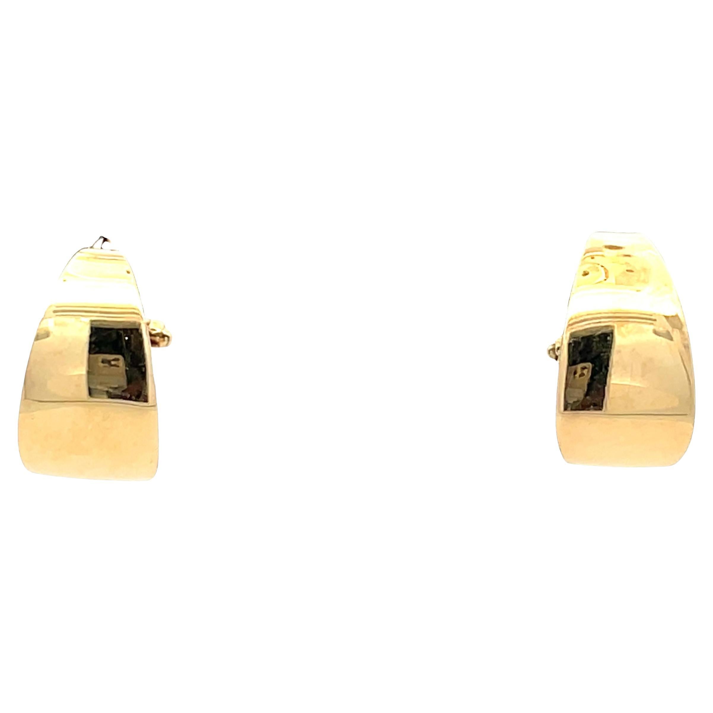 14K Yellow Gold Polished Hoop Earrings en vente
