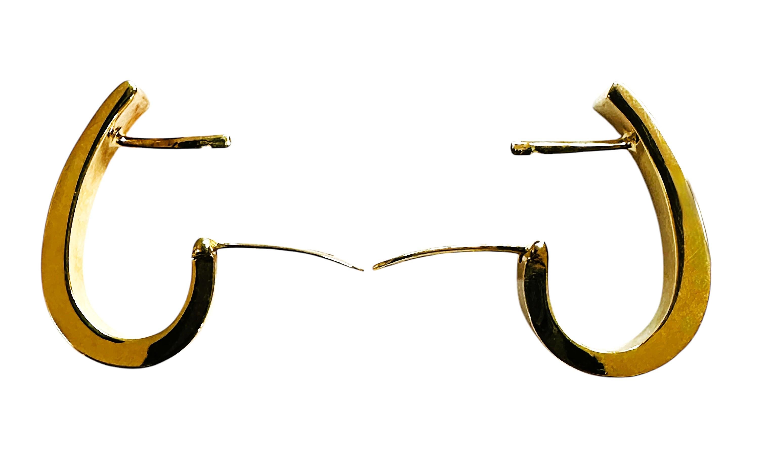 Women's 14k Yellow Gold Polished J Hoop French Clip Earrings - Hallmarked by Designer WD For Sale
