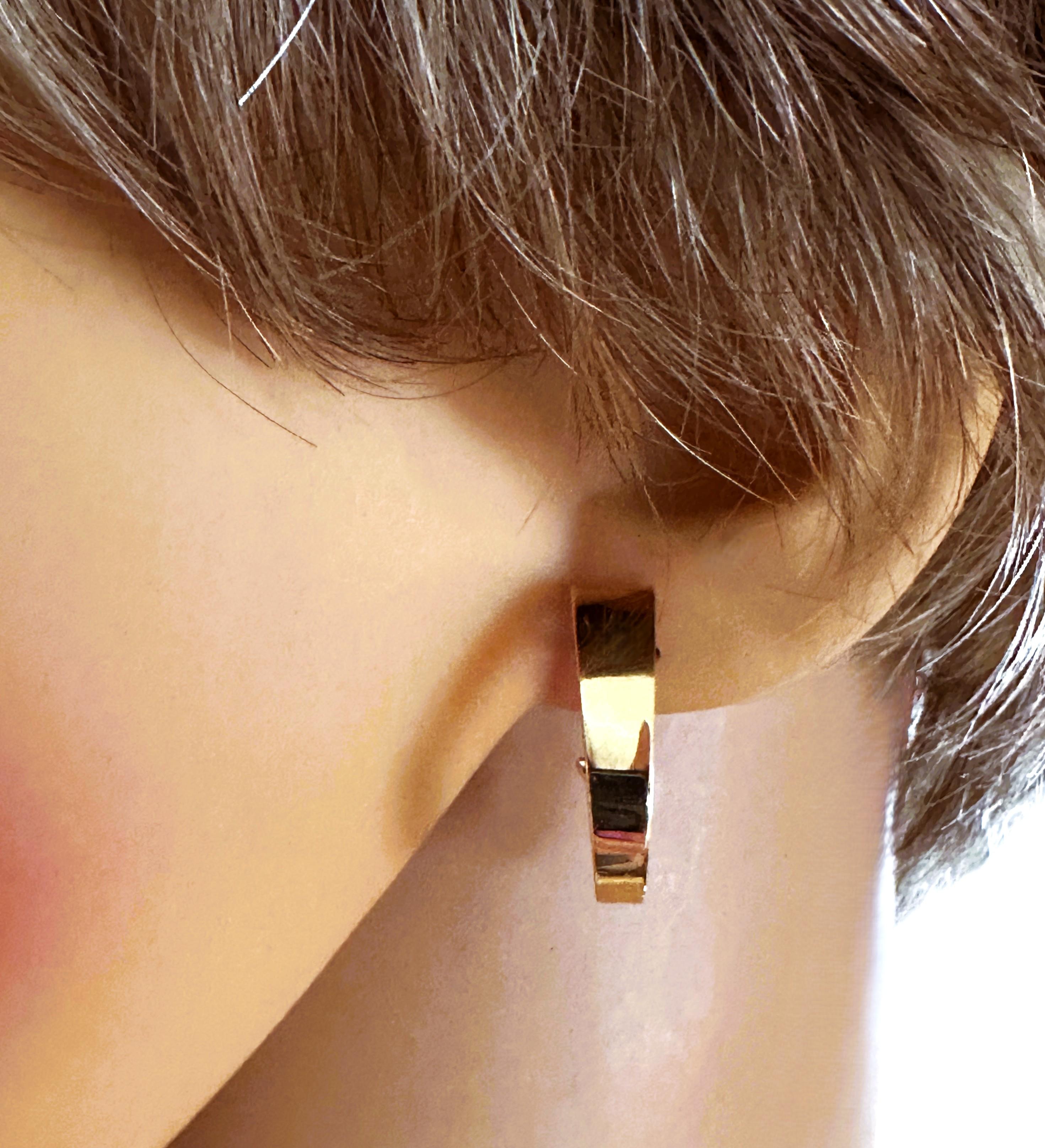 14k Yellow Gold Polished J Hoop French Clip Earrings - Hallmarked by Designer WD For Sale 3