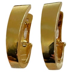 Pendientes de clip francés con aro en J Gold amarillo pulido de 14k - Con sello de calidad del diseñador WD