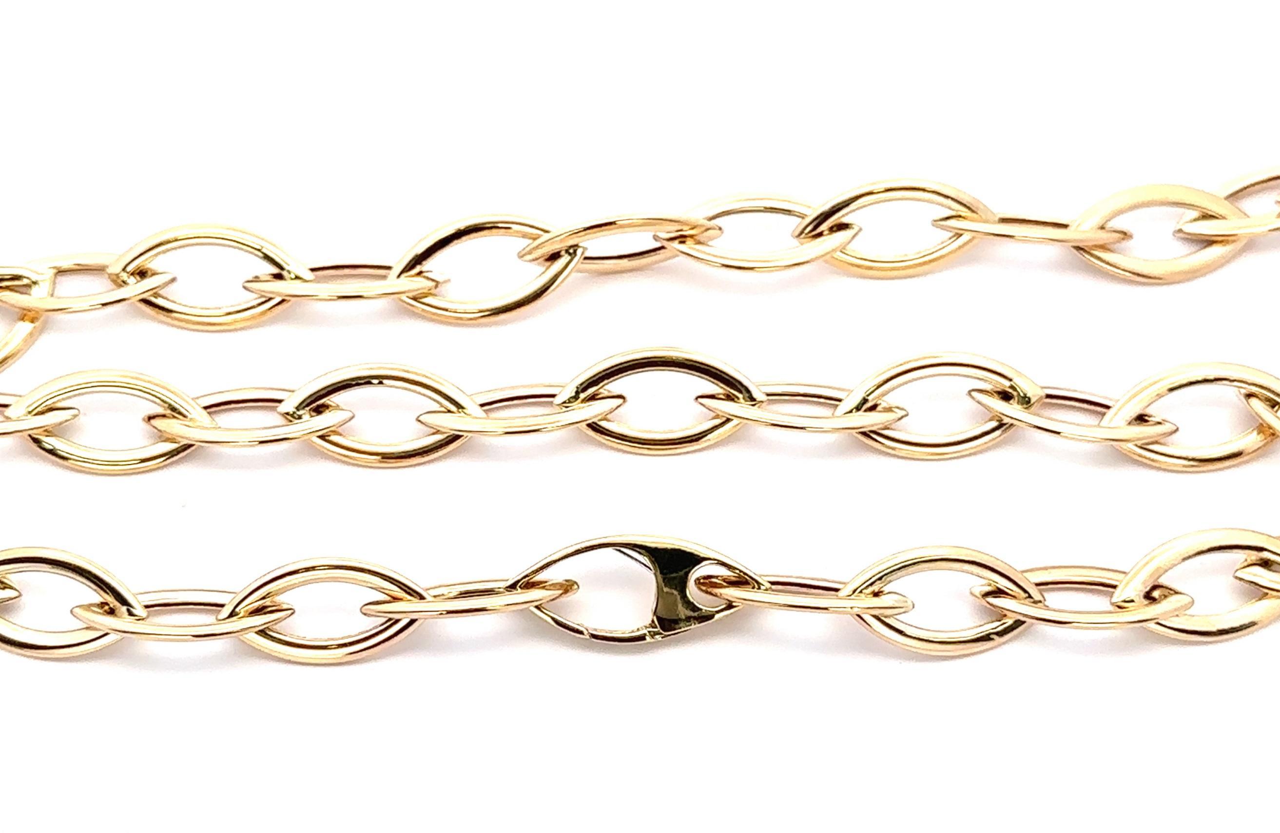 14k Gelbgold poliert offene Marquise geformt Links Extra lange Halskette im Zustand „Hervorragend“ im Angebot in Montclair, NJ