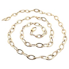 Collana extra lunga in oro giallo 14k lucidata con maglie aperte a forma di marquise