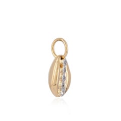Ciondolo a goccia a forma di pera in oro giallo 14K con cinque diamanti e castone a forma di spina dorsale