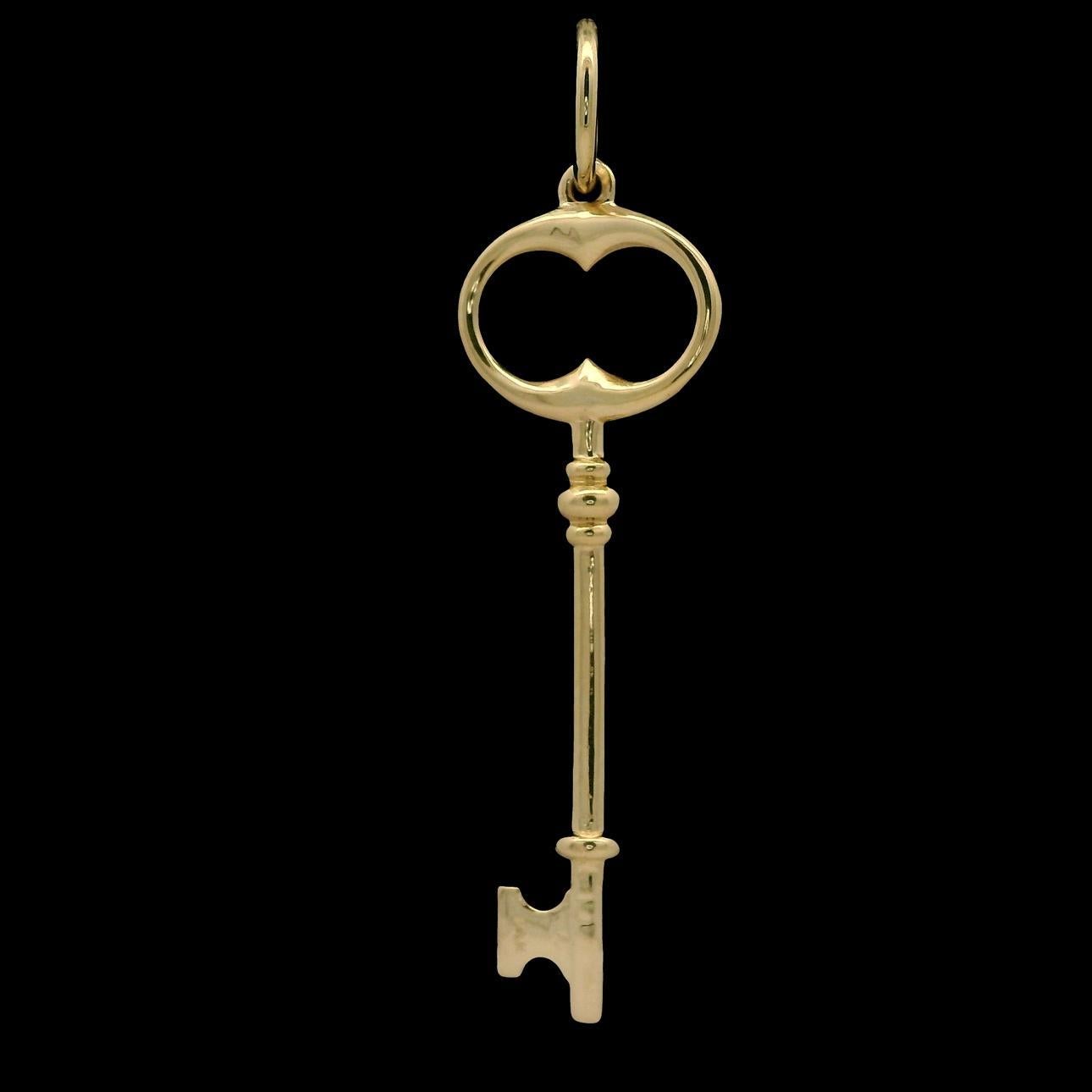14k Gelbgold poliert Skelett großen Schlüssel Charm-Anhänger Damen im Angebot