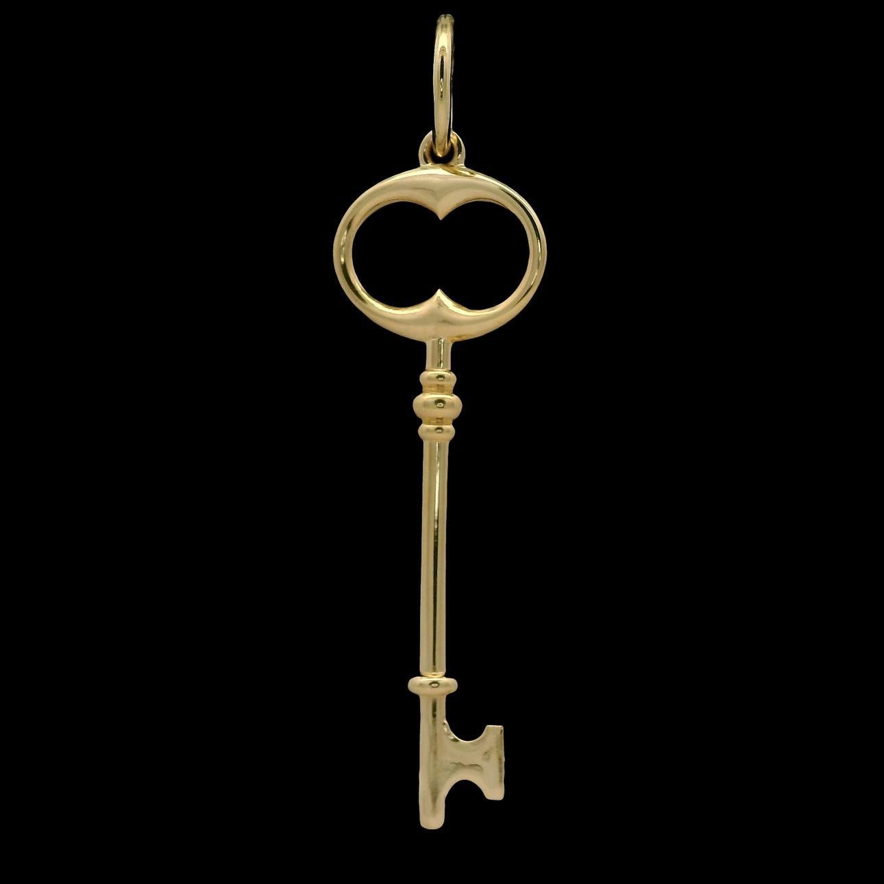 14k Gelbgold poliert Skelett großen Schlüssel Charm-Anhänger im Angebot 1