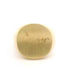 14k Yellow Gold Polished w/ Brushed Finish Top Cushion Heavy Signet Ring