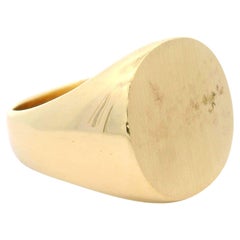 14k Yellow Gold Polished w/ Brushed Finish Top Cushion Heavy Signet Ring