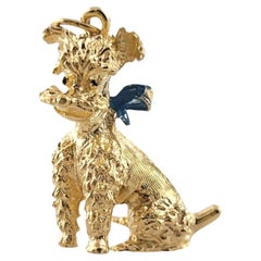 Charm per cane barboncino in oro giallo 14K #17984