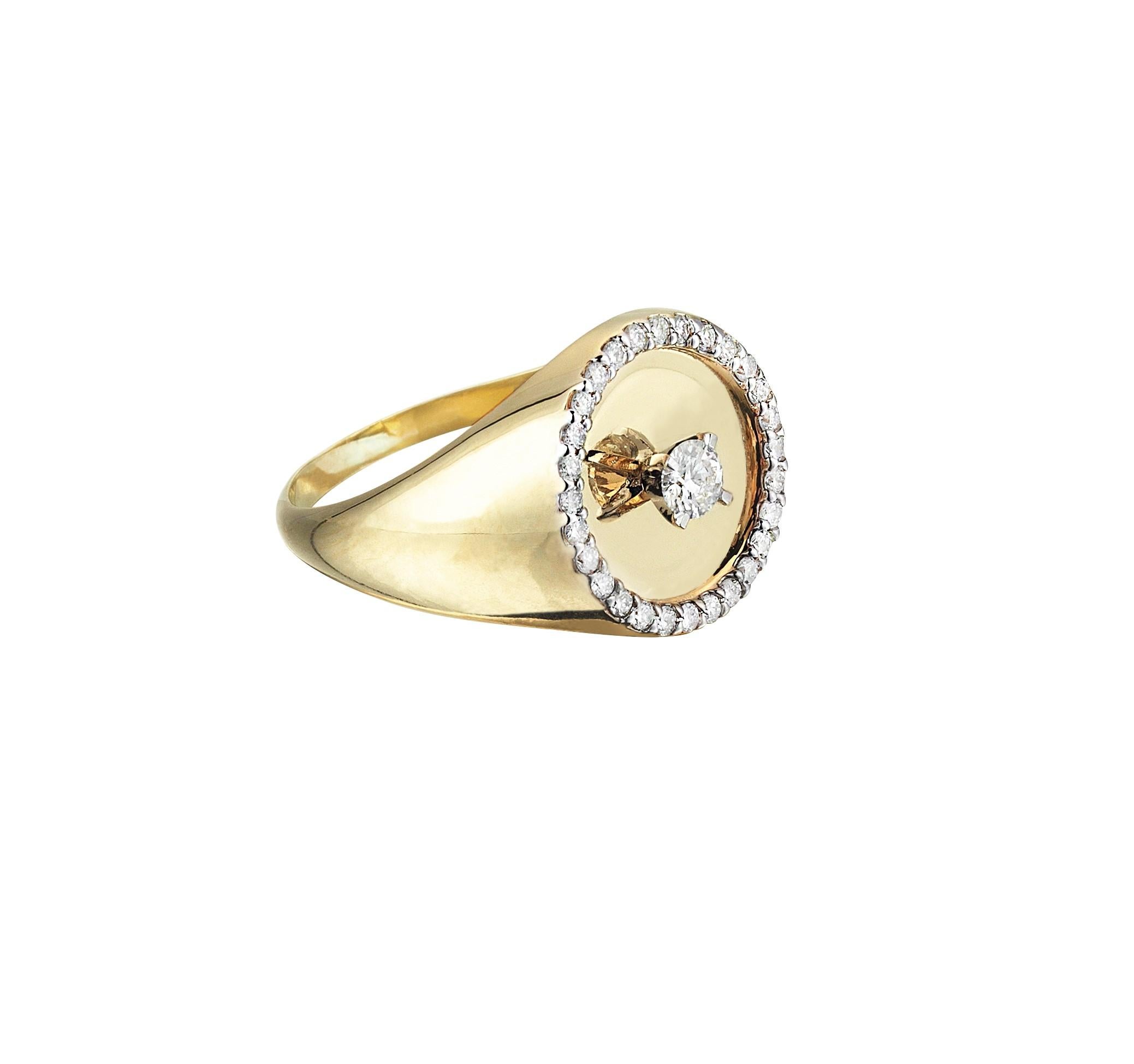 En vente :  Bague mère précieuse en or jaune 14 carats avec diamants 2