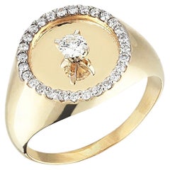 Bague mère précieuse en or jaune 14 carats avec diamants