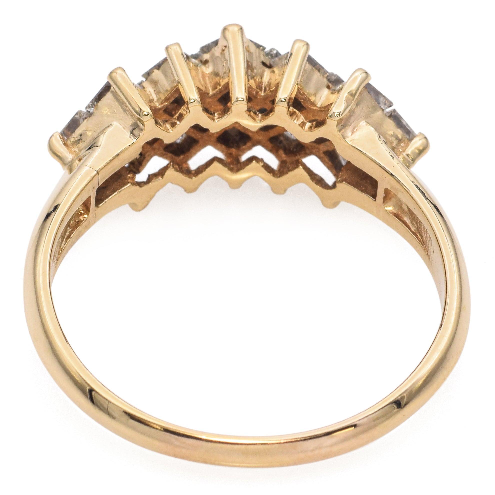 14k Gelbgold Prinzessinnenschliff 0,8tcw Diamant Hochzeit Band Ring (Carréschliff) im Angebot