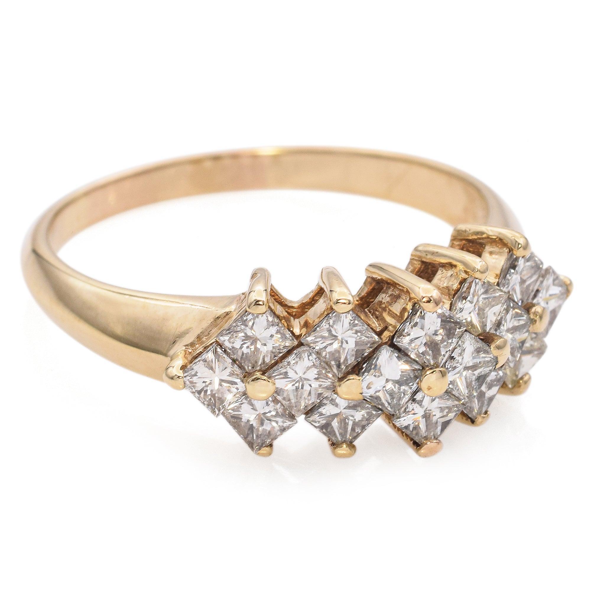 14k Gelbgold Prinzessinnenschliff 0,8tcw Diamant Hochzeit Band Ring im Zustand „Gut“ im Angebot in New York, NY