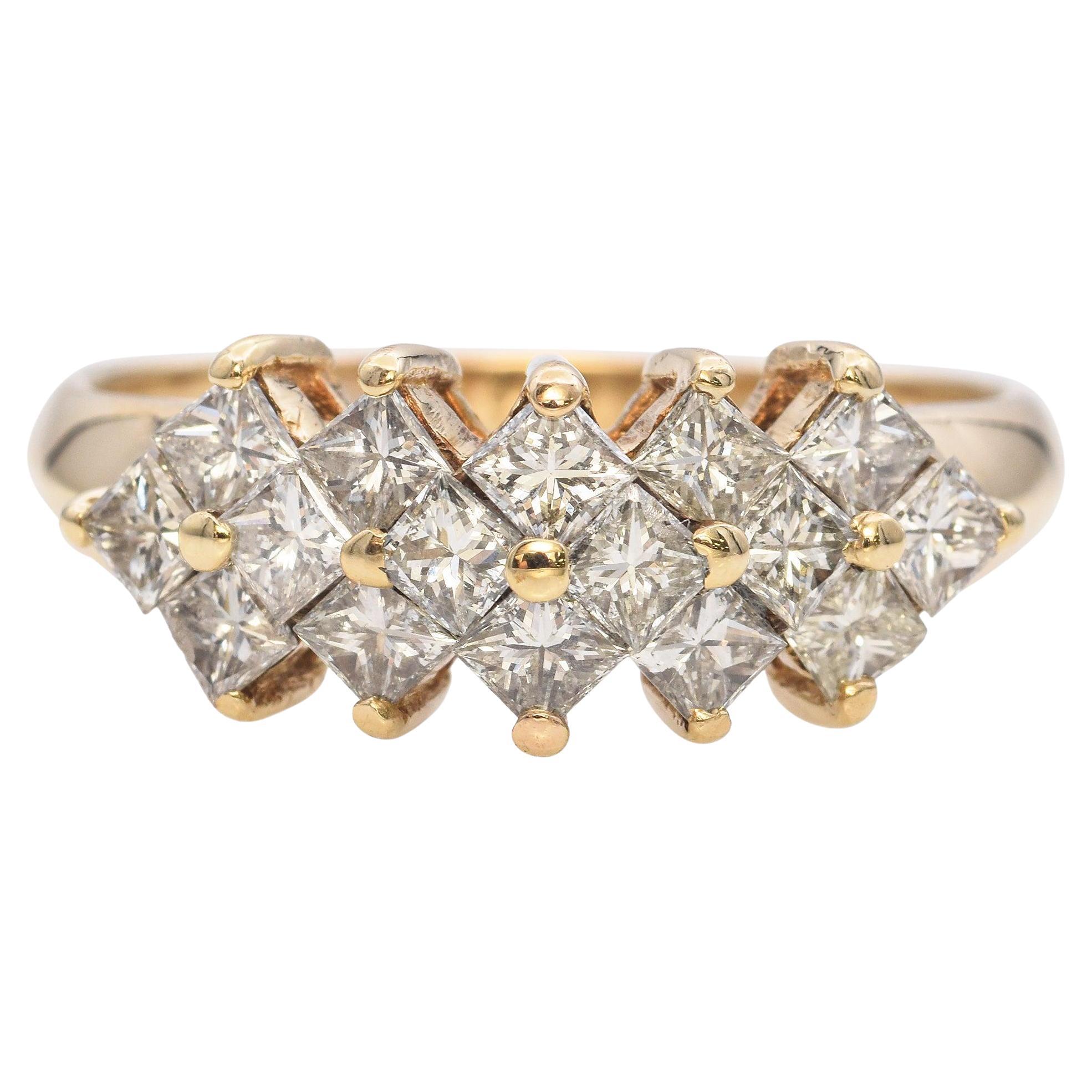 14k Gelbgold Prinzessinnenschliff 0,8tcw Diamant Hochzeit Band Ring