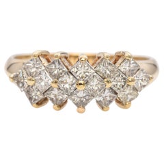 14k Gelbgold Prinzessinnenschliff 0,8tcw Diamant Hochzeit Band Ring