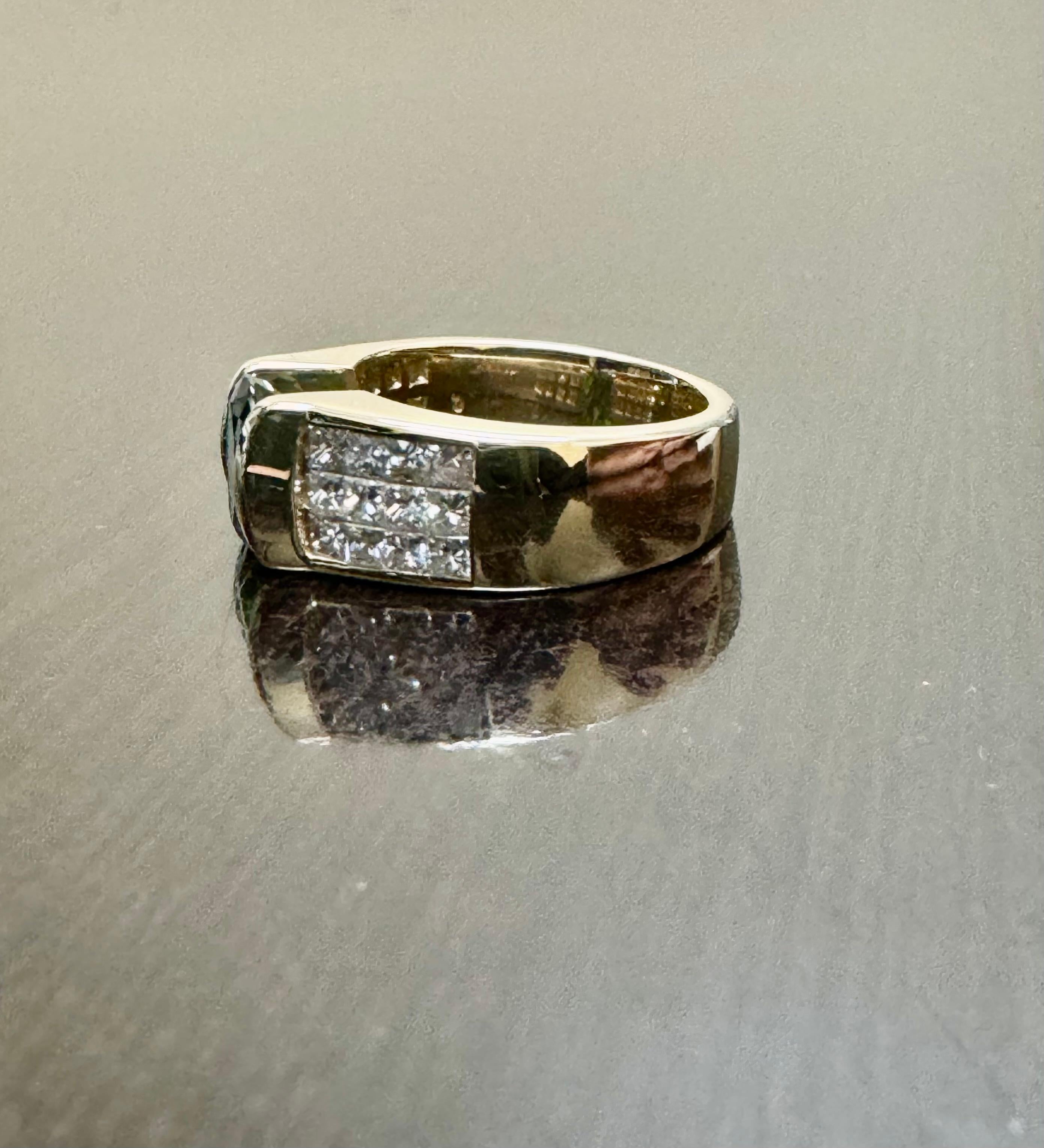 14K Yellow Gold Princess Cut Diamond 1.62 Carat Tsavorite Garnet Engagement Ring In New Condition For Sale In Los Angeles, CA