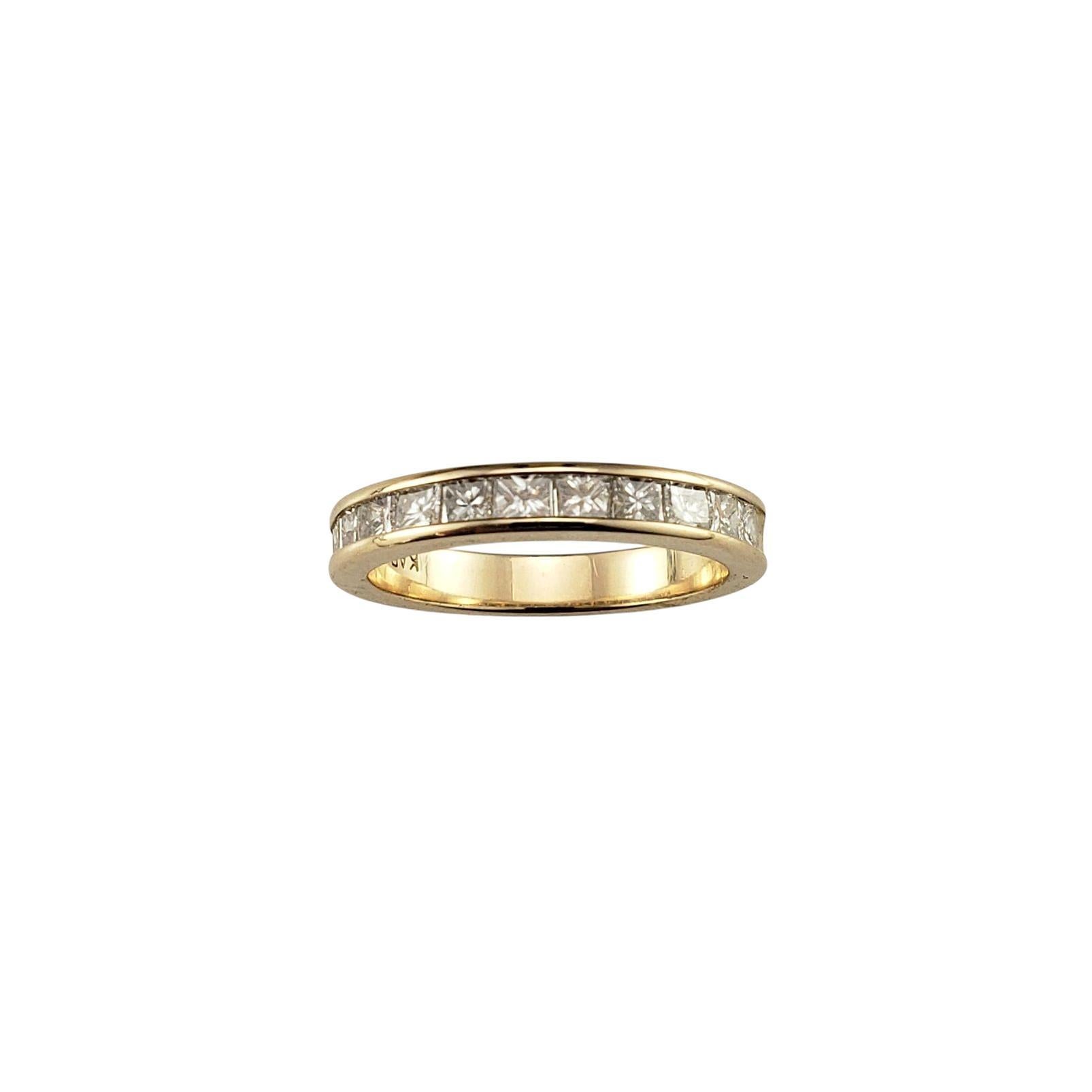 Anello a fascia in oro giallo 14K con diamanti taglio principessa misura 6,5 #23152