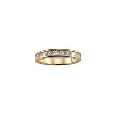 Anello a fascia in oro giallo 14K con diamanti taglio principessa misura 6,5 #23152