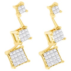 Orecchini in oro giallo 14K con diamante taglio principessa da 1,00 carati