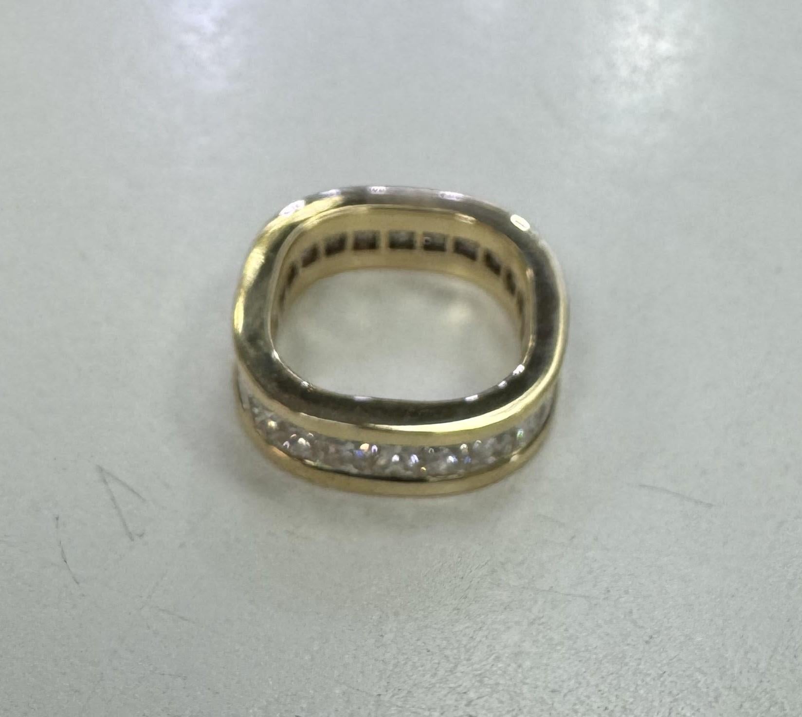 Modern 14k Yellow Gold Princess Cut Diamond  Eternity Ring 3.50 carats For Sale