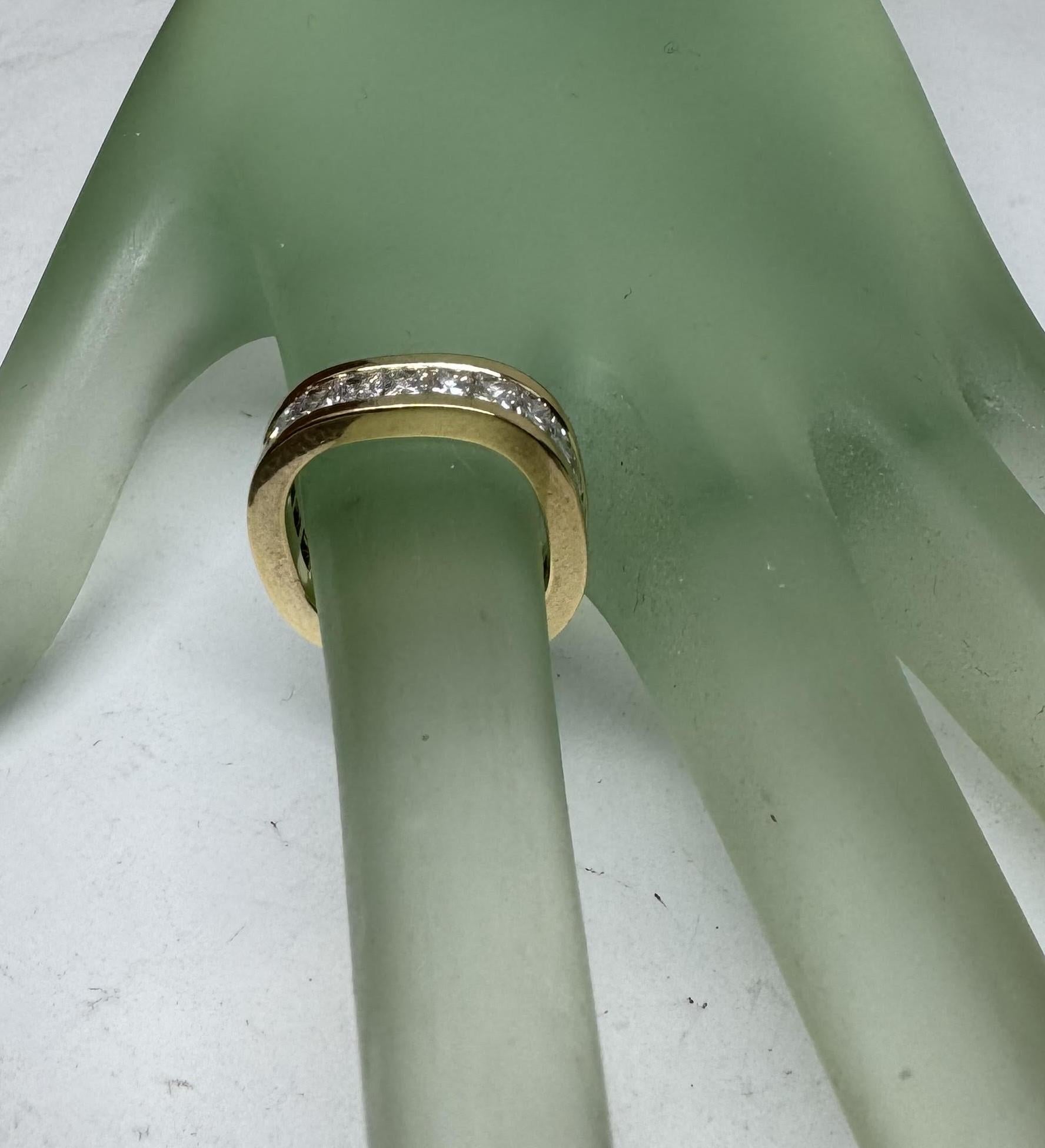 14k Yellow Gold Princess Cut Diamond  Eternity Ring 3.50 carats For Sale 2