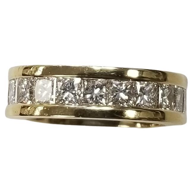 14k Yellow Gold Princess Cut Diamond  Eternity Ring 3.50 carats For Sale