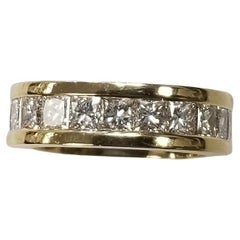 14k Yellow Gold Princess Cut Diamond  Eternity Ring 3.50 carats