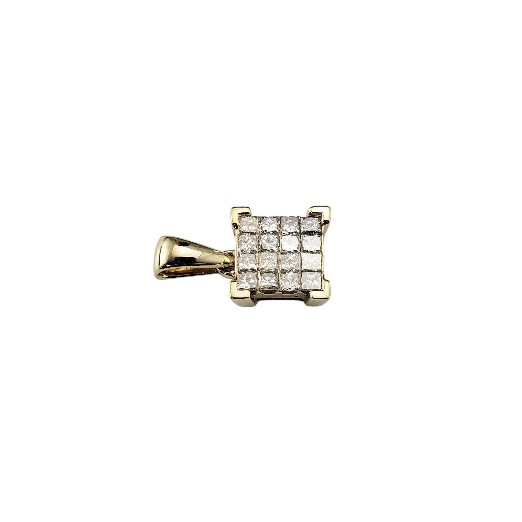 Contemporary 14K Yellow Gold Princess Cut Diamond Pendant  #21194