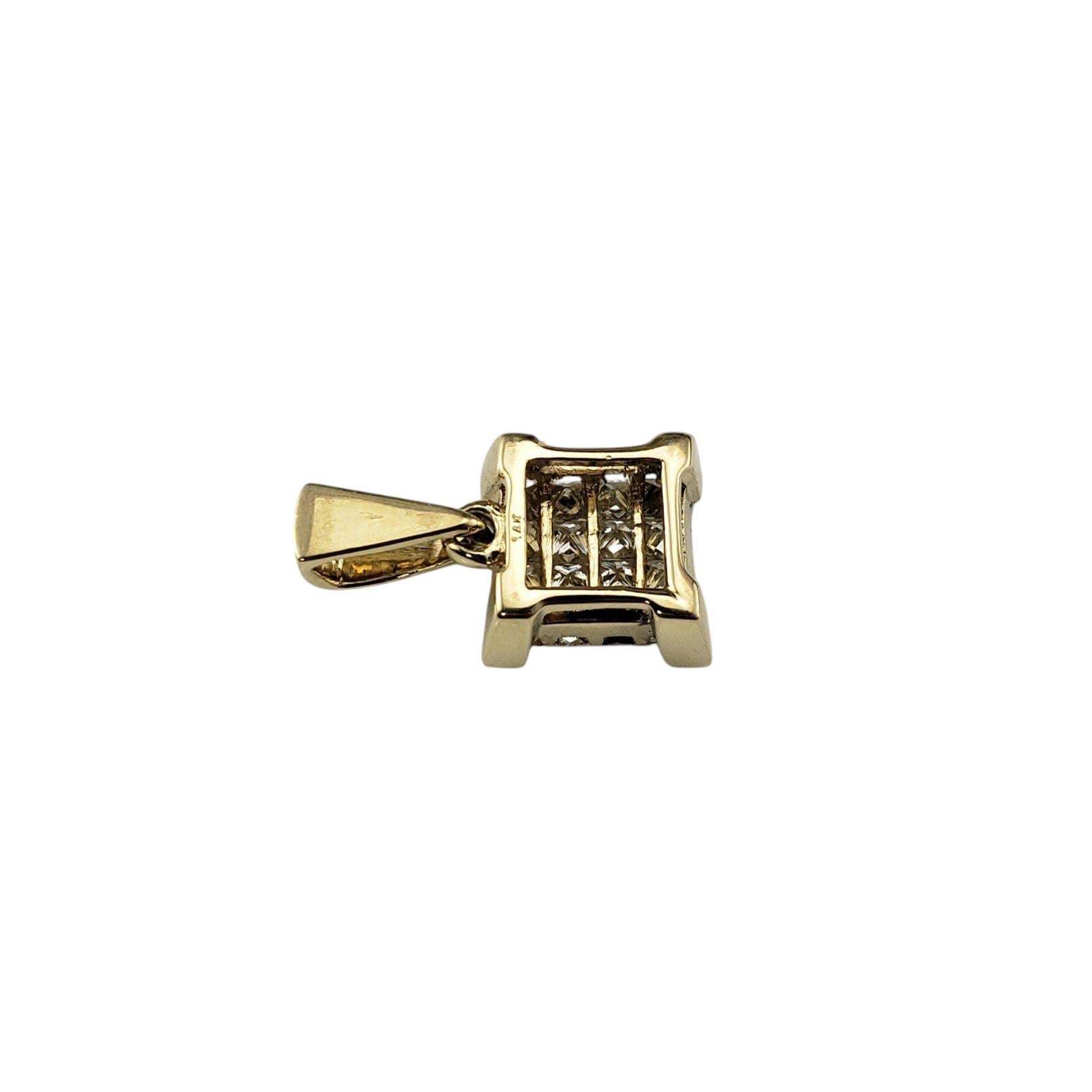 14K Yellow Gold Princess Cut Diamond Pendant  #21194 In Good Condition In Washington Depot, CT