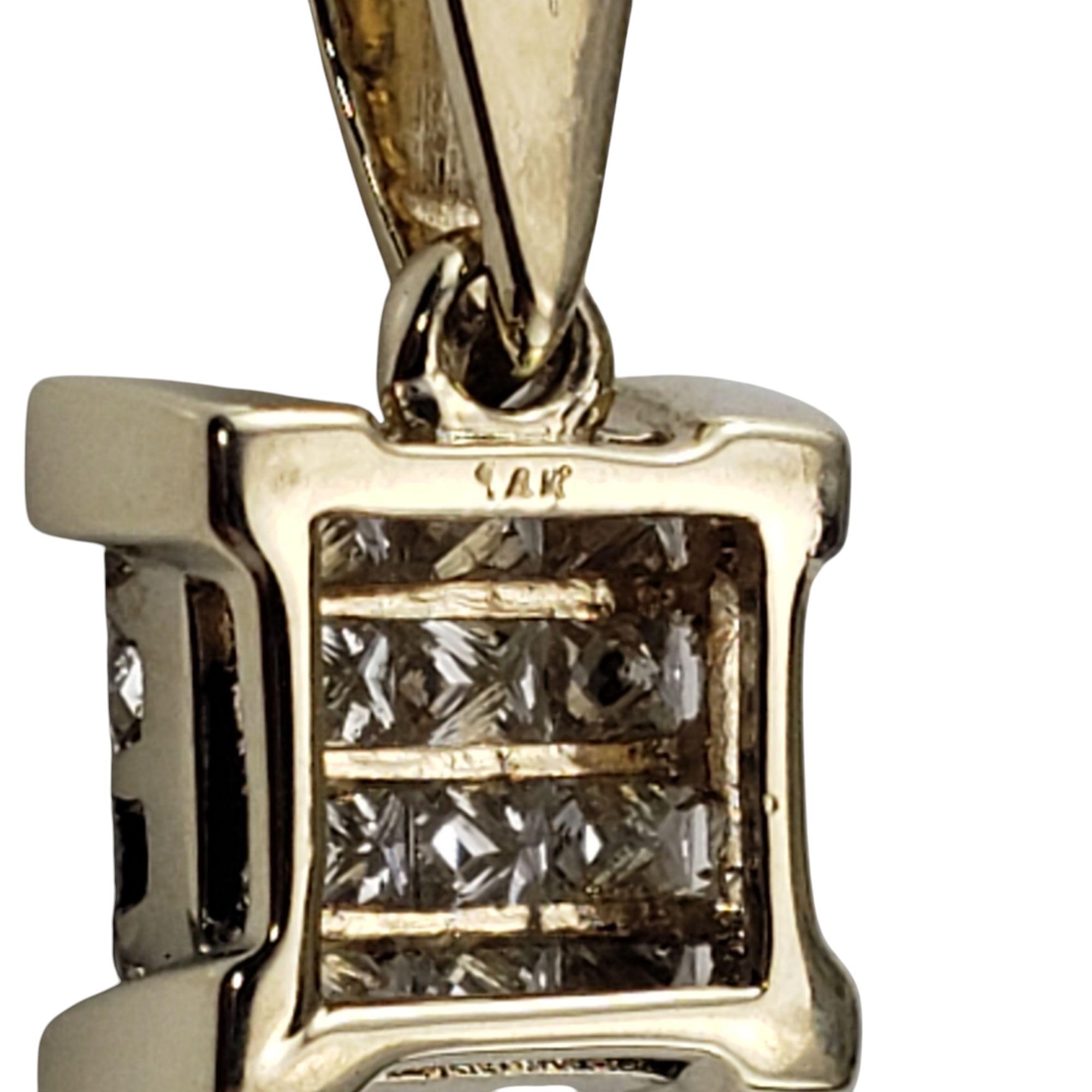 Women's 14K Yellow Gold Princess Cut Diamond Pendant  #21194