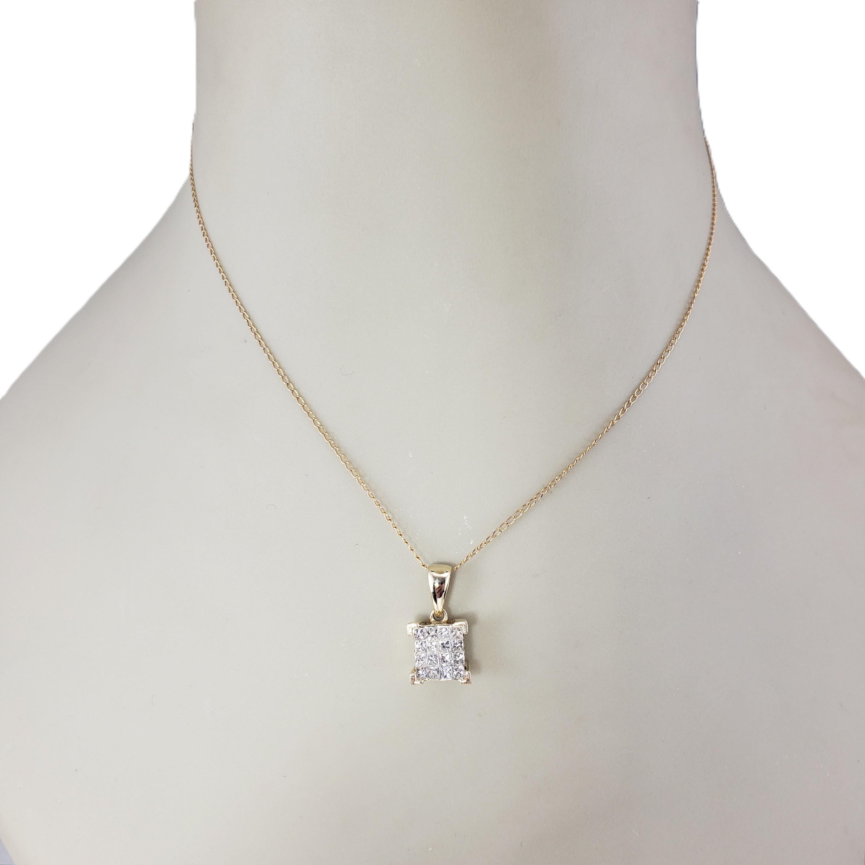 14K Yellow Gold Princess Cut Diamond Pendant  #21194 1