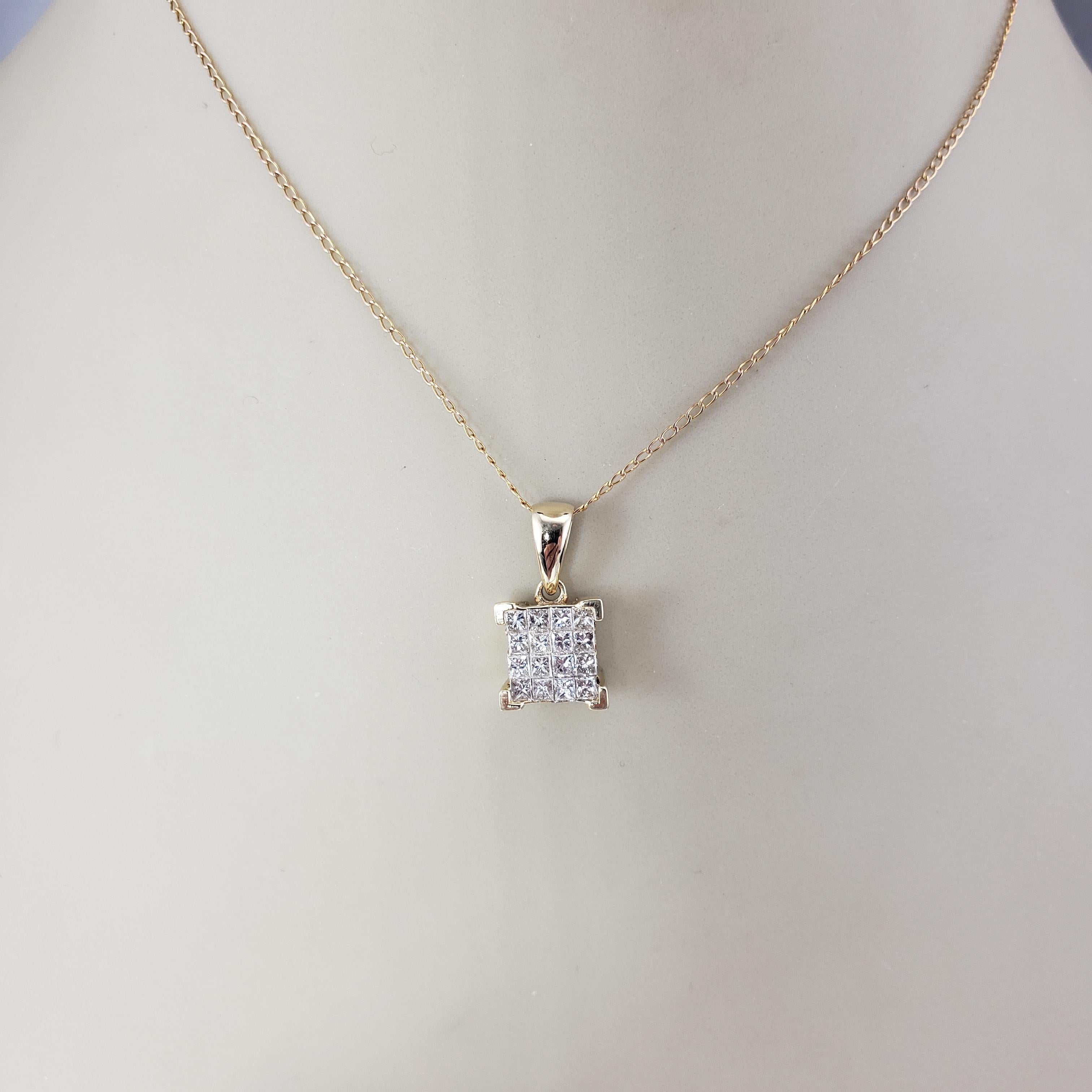 14K Yellow Gold Princess Cut Diamond Pendant  #21194 2
